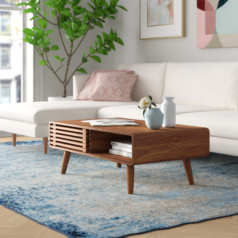 Mercury Row Bria 4 Legs Coffee Table with Storage Reviews Wayfair
